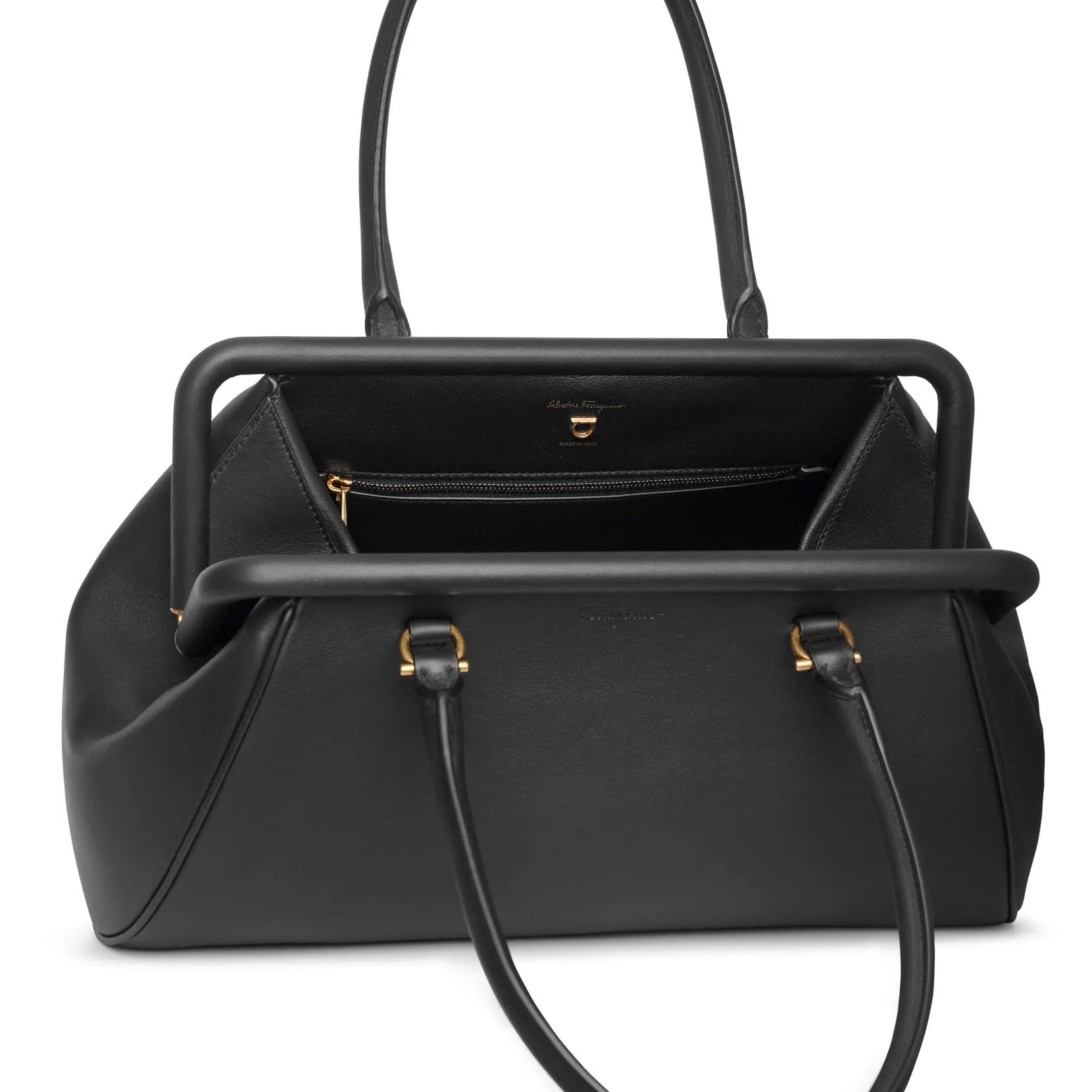 Frame leather shoulder bag