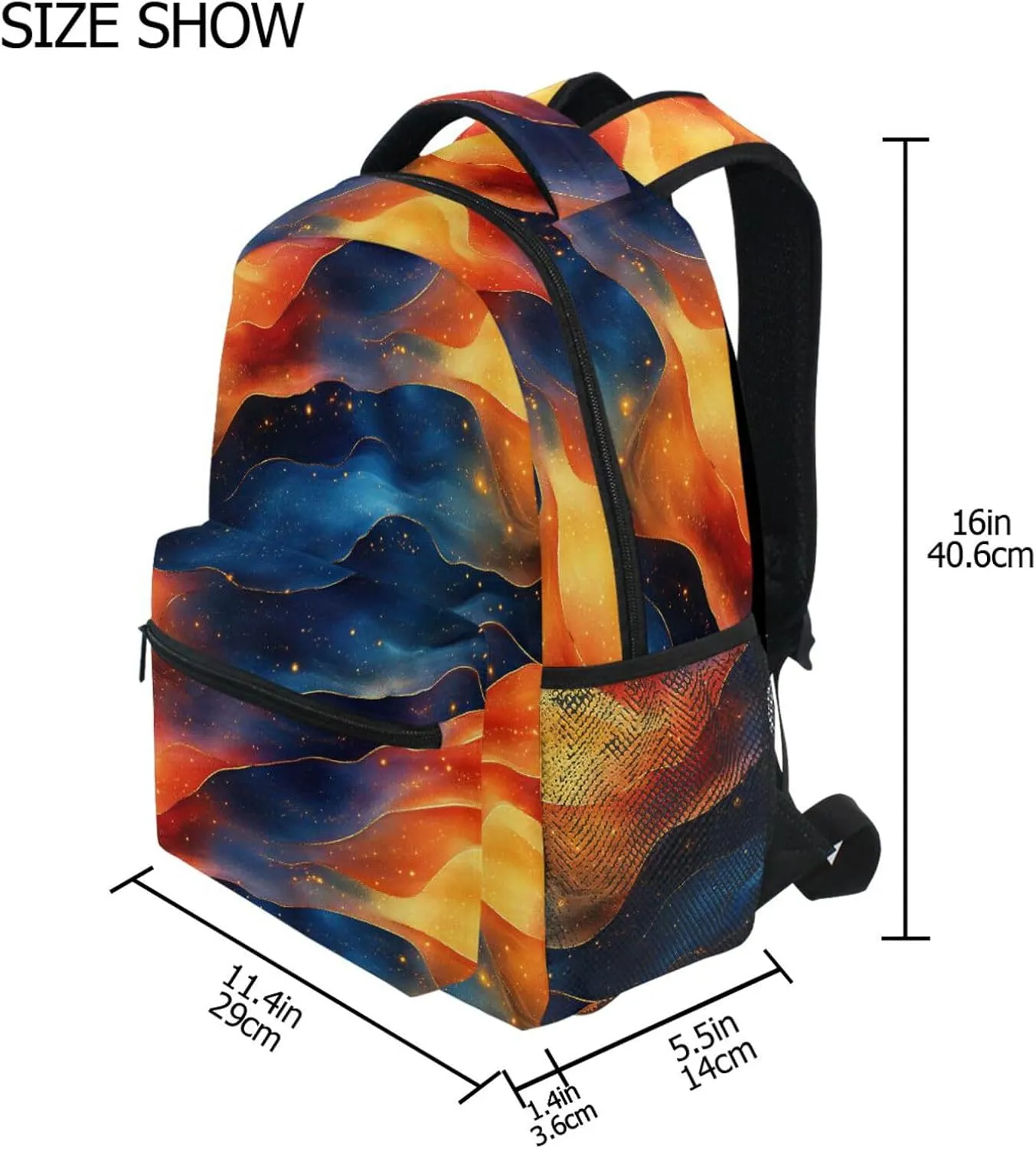 Fun Backpack for Teens Boys Girls Fashion Backpack With Water Bottle Pocket with Chest Strap for Travel Trip Orange Navy Blue Red