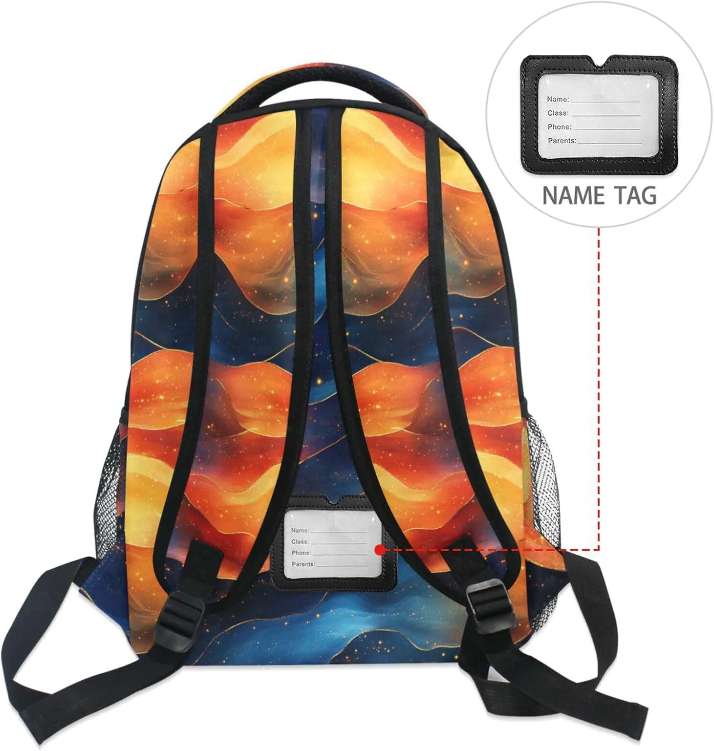 Fun Backpack for Teens Boys Girls Fashion Backpack With Water Bottle Pocket with Chest Strap for Travel Trip Orange Navy Blue Red