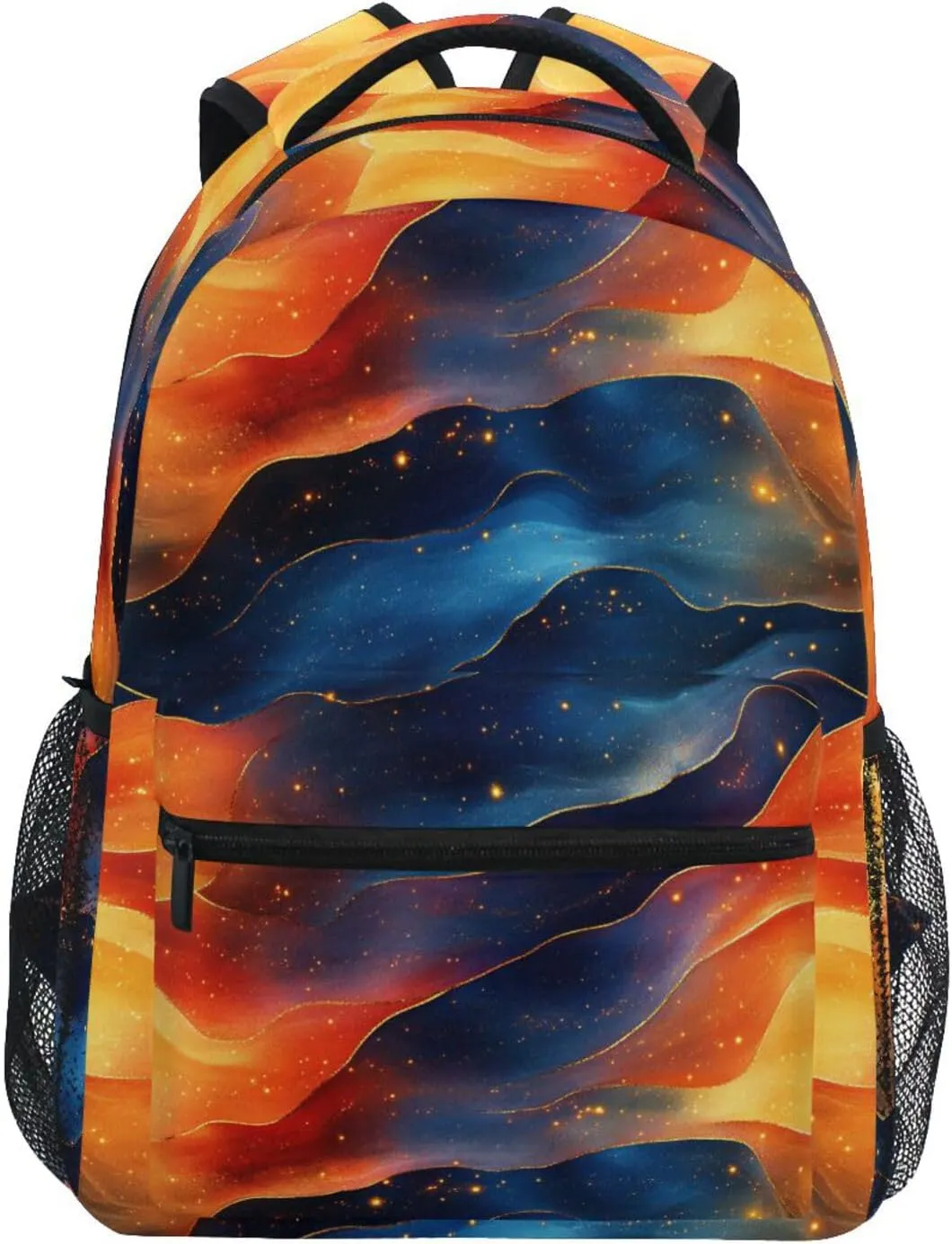 Fun Backpack for Teens Boys Girls Fashion Backpack With Water Bottle Pocket with Chest Strap for Travel Trip Orange Navy Blue Red