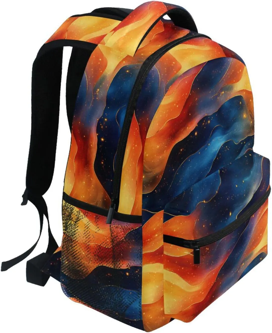Fun Backpack for Teens Boys Girls Fashion Backpack With Water Bottle Pocket with Chest Strap for Travel Trip Orange Navy Blue Red