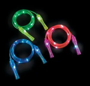 Fun Express Light Up Jump Ropes7 Feet long - 6 Pieces - Great Outdoor Activity Play for Kids for Summer, School classroom Rewards, Christmasor Easter Goody Bags or Gifts, Batteries Included