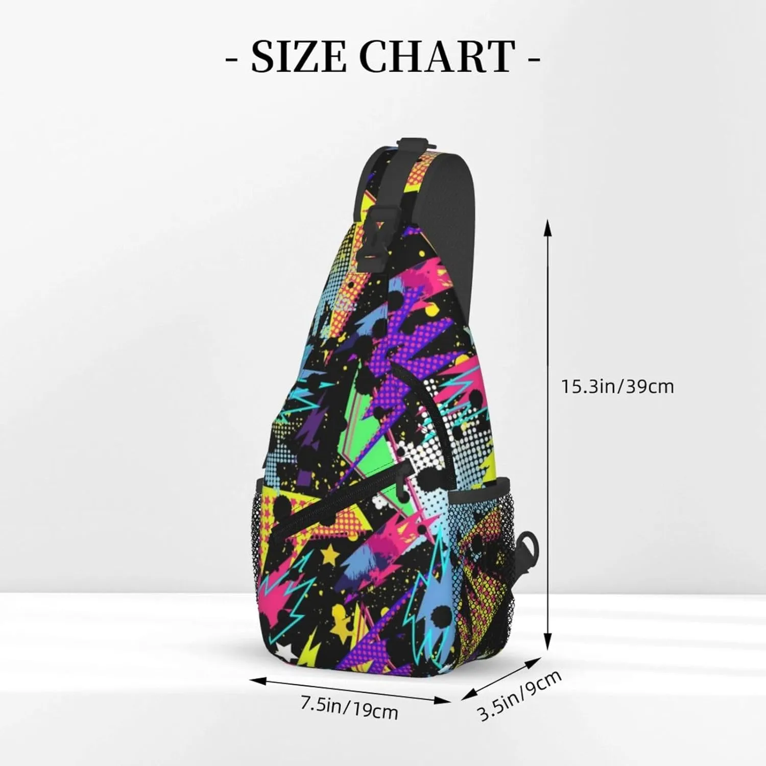 Funny Graffiti Sling Backpack,Travel Hiking Daypack Colorful Graffiti Art Crossbody Shoulder Bag for Women Men