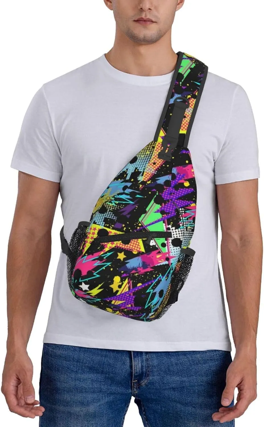 Funny Graffiti Sling Backpack,Travel Hiking Daypack Colorful Graffiti Art Crossbody Shoulder Bag for Women Men