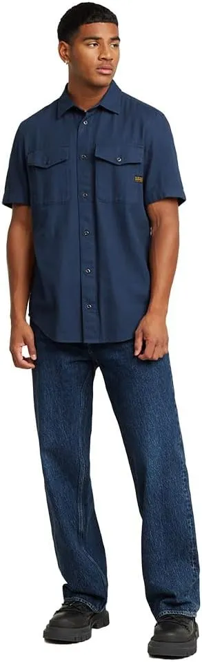 G-STAR Men's Navy Slim Short Sleeve Shirt