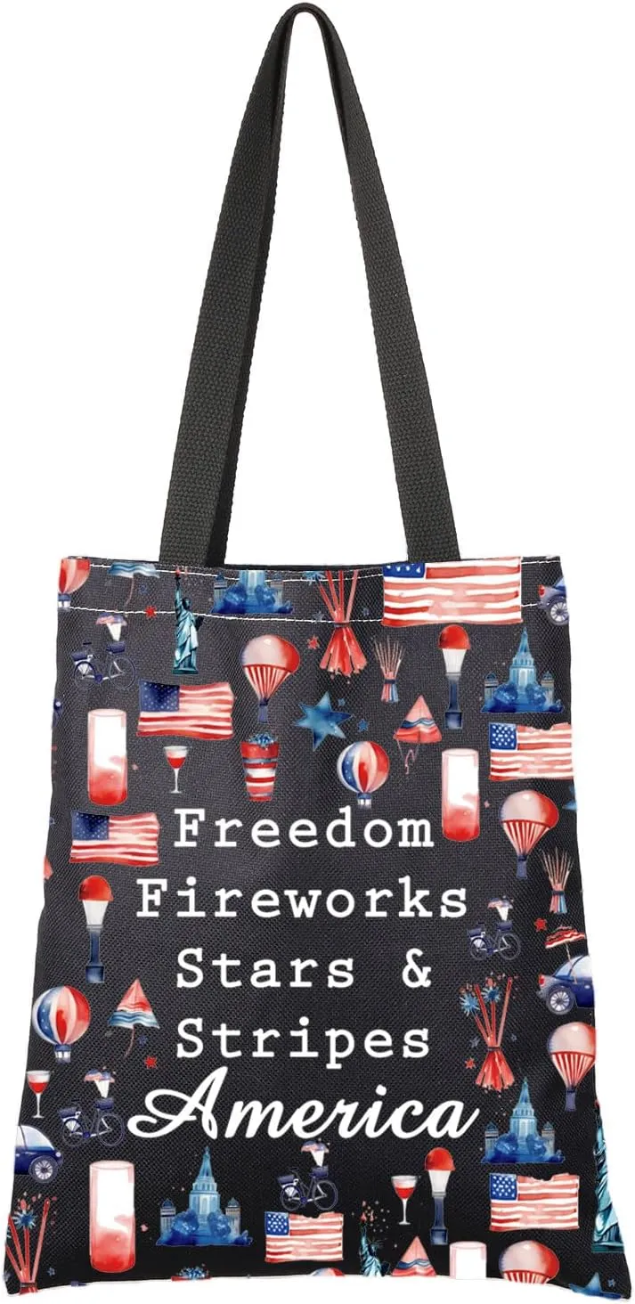 G2TUP America Lover Gift Stripes America Tote Bag Patriotic Handbag 4th of July Gift Freedom Lover Gift America Travel Gift