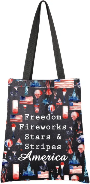 G2TUP America Lover Gift Stripes America Tote Bag Patriotic Handbag 4th of July Gift Freedom Lover Gift America Travel Gift