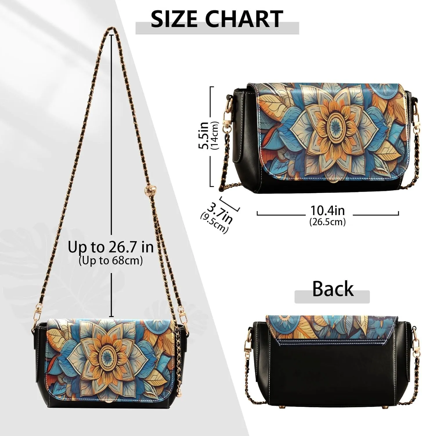 GAIGEO Mandala Tile Mingles with Geometric Leather Women Crossbody Bag, Leather Purses for Women Medium Size