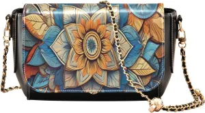 GAIGEO Mandala Tile Mingles with Geometric Leather Women Crossbody Bag, Leather Purses for Women Medium Size