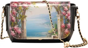 GAIGEO Sunflower Field Shoulder Bag with Pocket, Ladies Leather Crossbody Bags, Pu Leather Shoulder Bag for Women