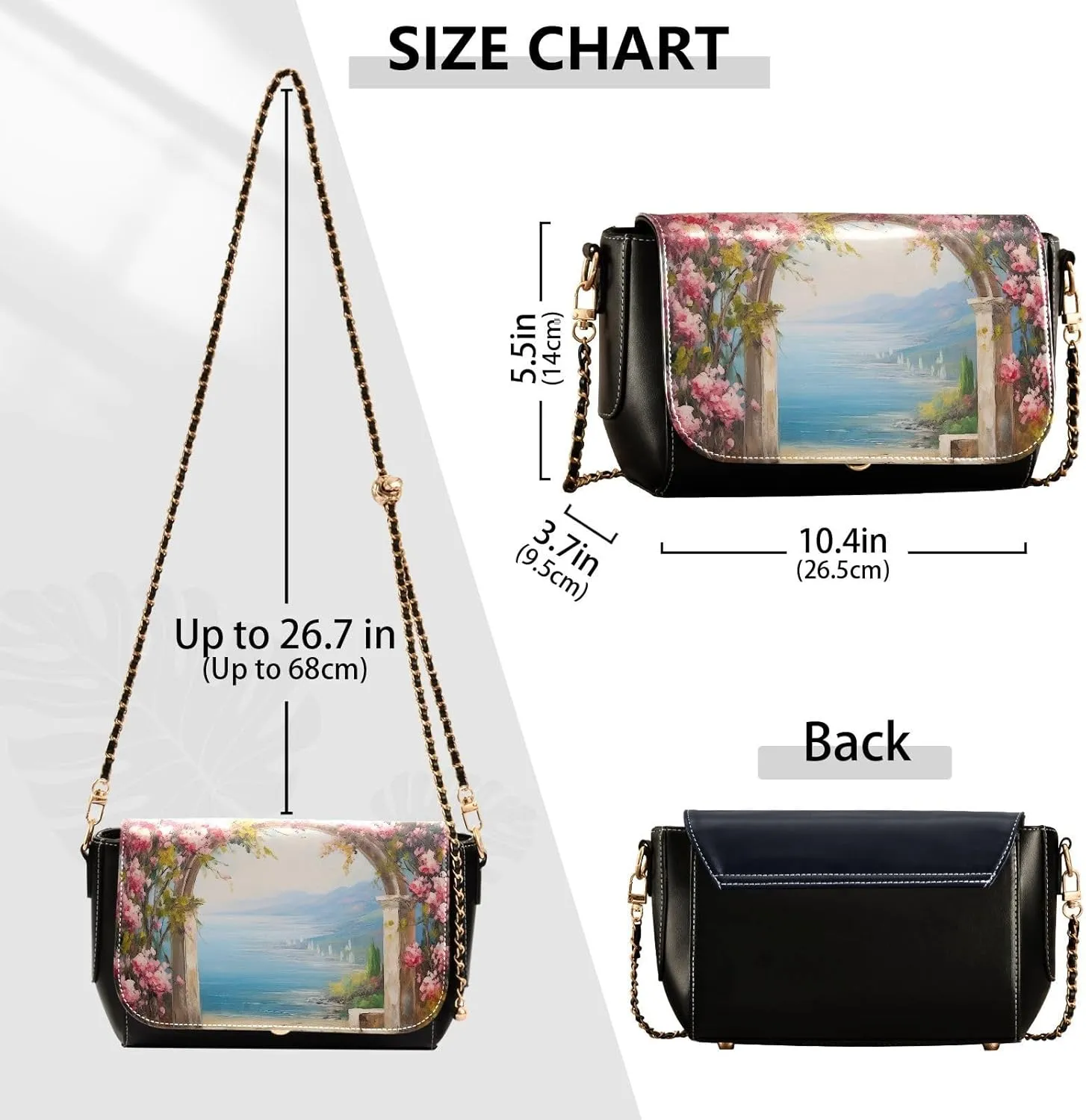 GAIGEO Sunflower Field Shoulder Bag with Pocket, Ladies Leather Crossbody Bags, Pu Leather Shoulder Bag for Women