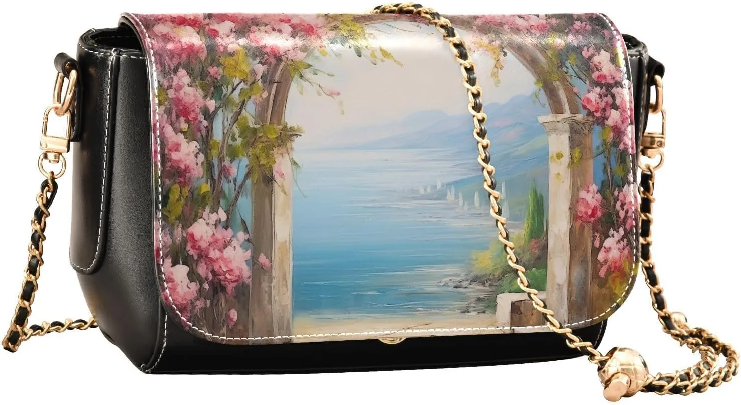 GAIGEO Sunflower Field Shoulder Bag with Pocket, Ladies Leather Crossbody Bags, Pu Leather Shoulder Bag for Women