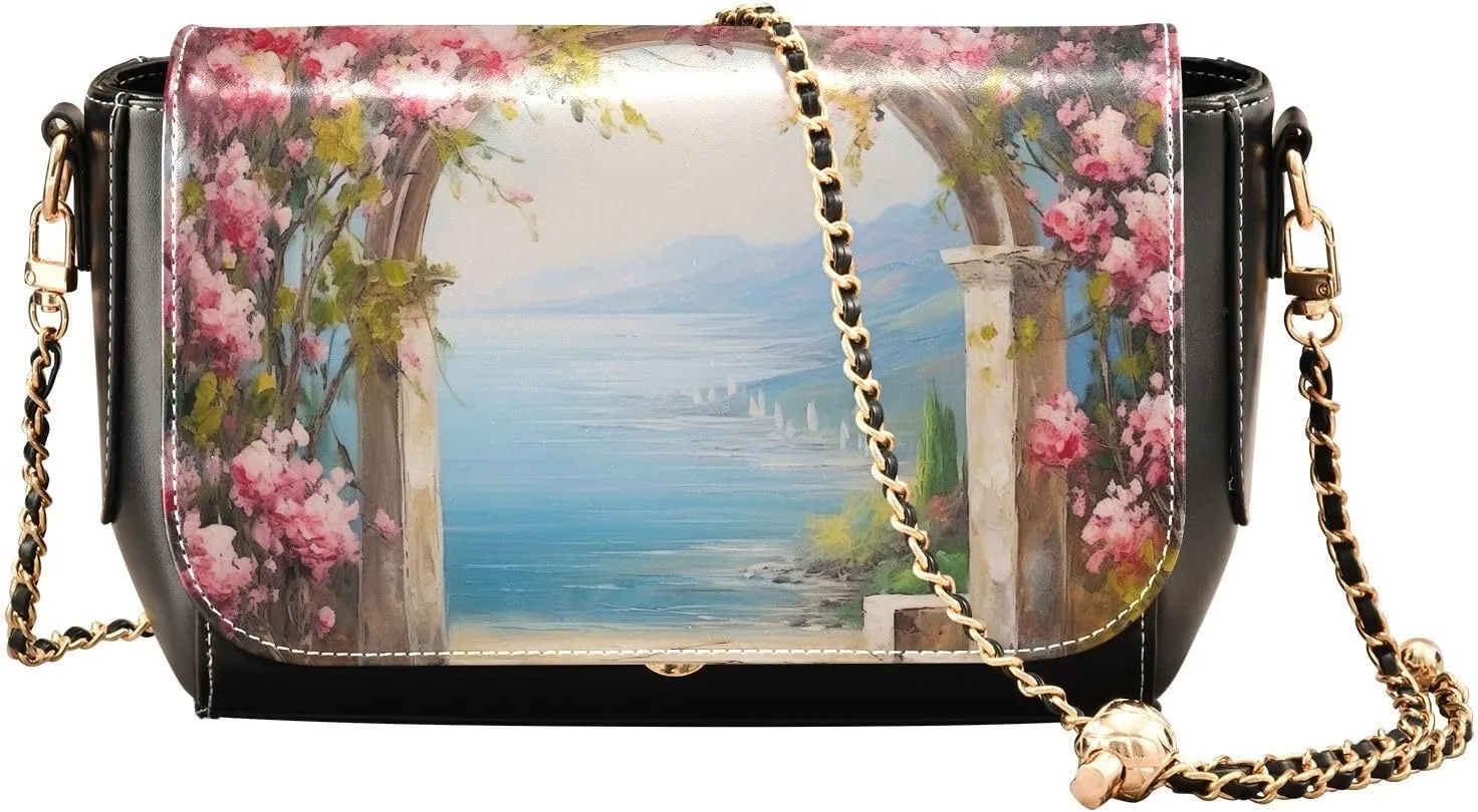 GAIGEO Sunflower Field Shoulder Bag with Pocket, Ladies Leather Crossbody Bags, Pu Leather Shoulder Bag for Women