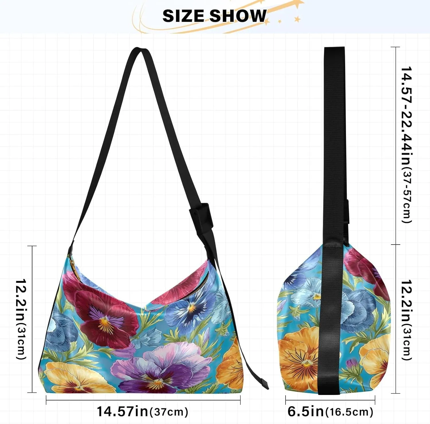 GAIGEO Watercolor Pansies and Flowers Leather Crossbody Bag, Crossbody Bag Leather Wide Strap, Leather Sling Bag Men