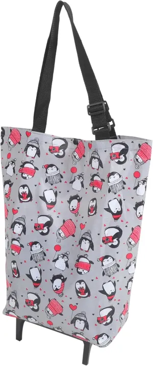 Garneck Wheeled Tote Bag Rolling Tote for Women Shopping Cart Wheels Portable Groceries Bag