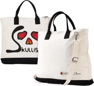 Gem Skull Canvas Bag, Red Jasper Carved Crystal Skull, Chic & of Huge Capacity, for Both Women & Men - Leisure Handbag/Portable/Single Shoulder/Crossbody