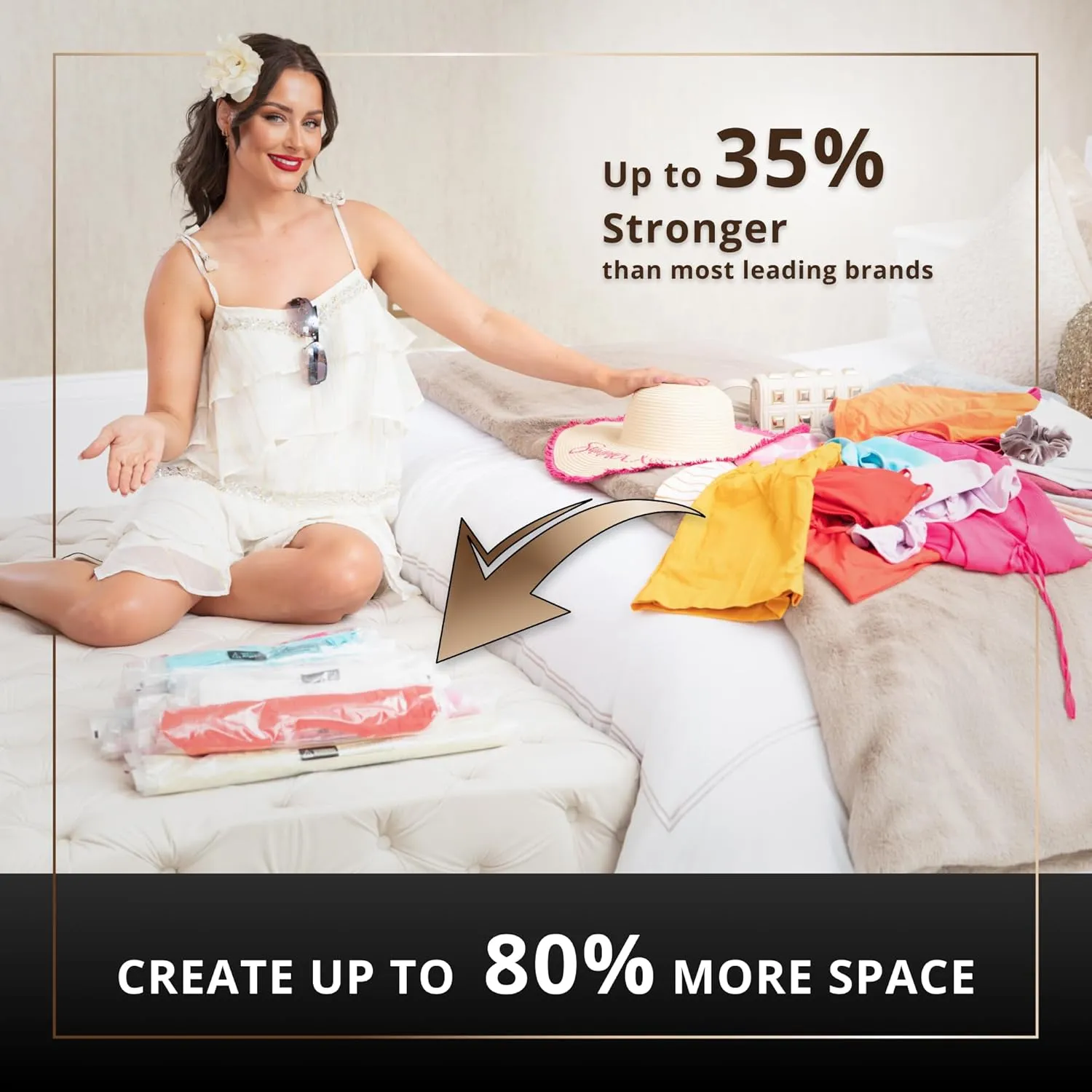 GENIE SPACE Roll Storage Bags - Variety Pack of 6 | 2 Large, 2 Medium & 2 Small | No Pump or Vacuum Strong & Premium Roll-Up Bags | 80% More Home Wardrobe Space & Perfect for Travel Suitcase Packing