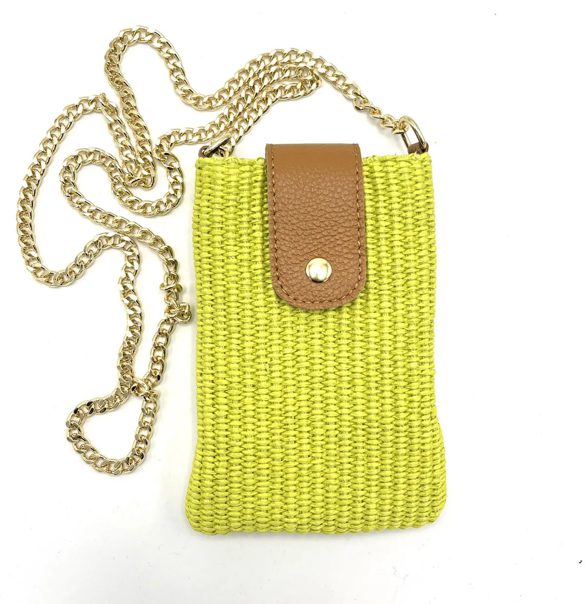 Genuine leather and straw phone bag, art. 112468