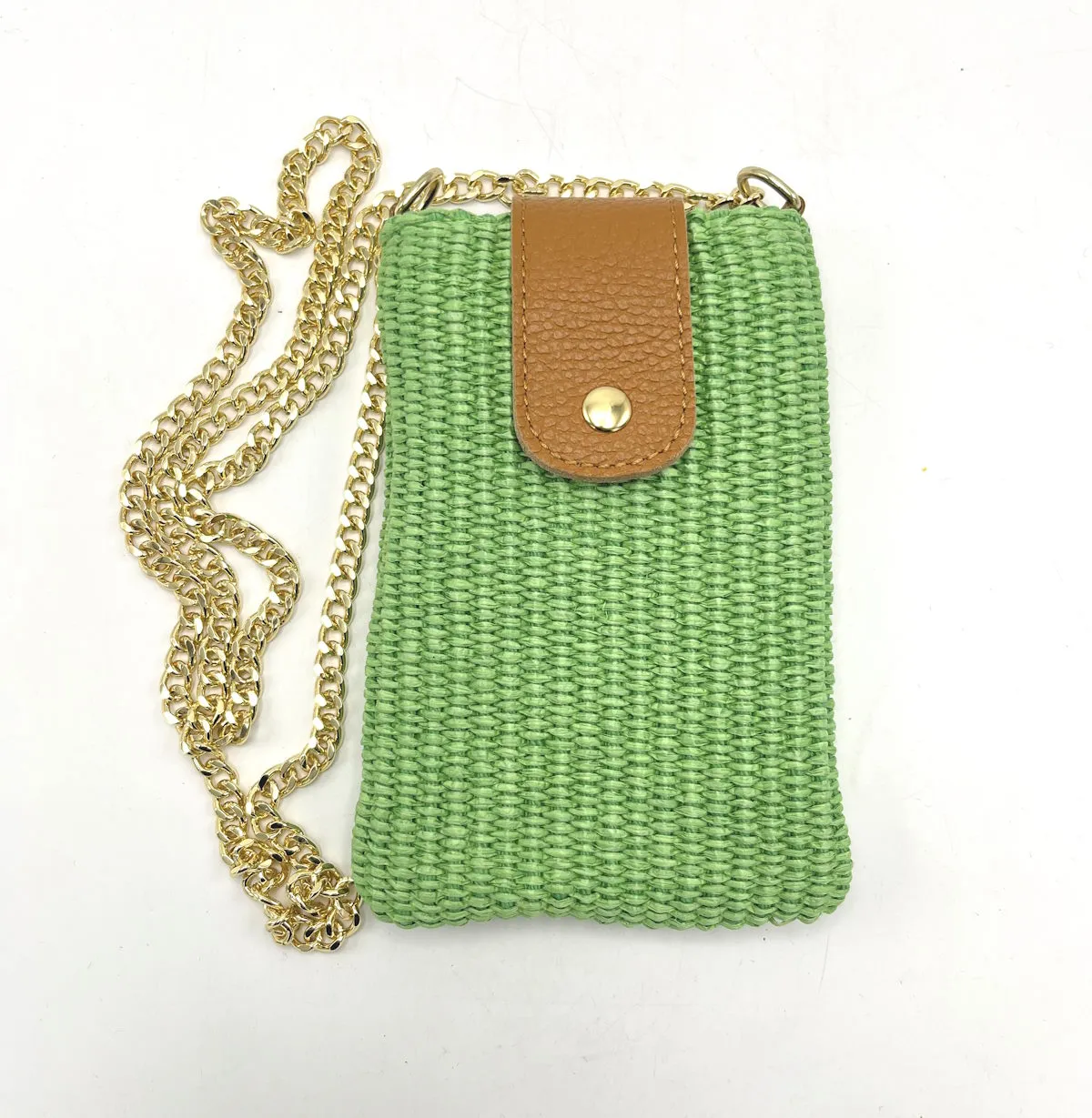 Genuine leather and straw phone bag, art. 112468