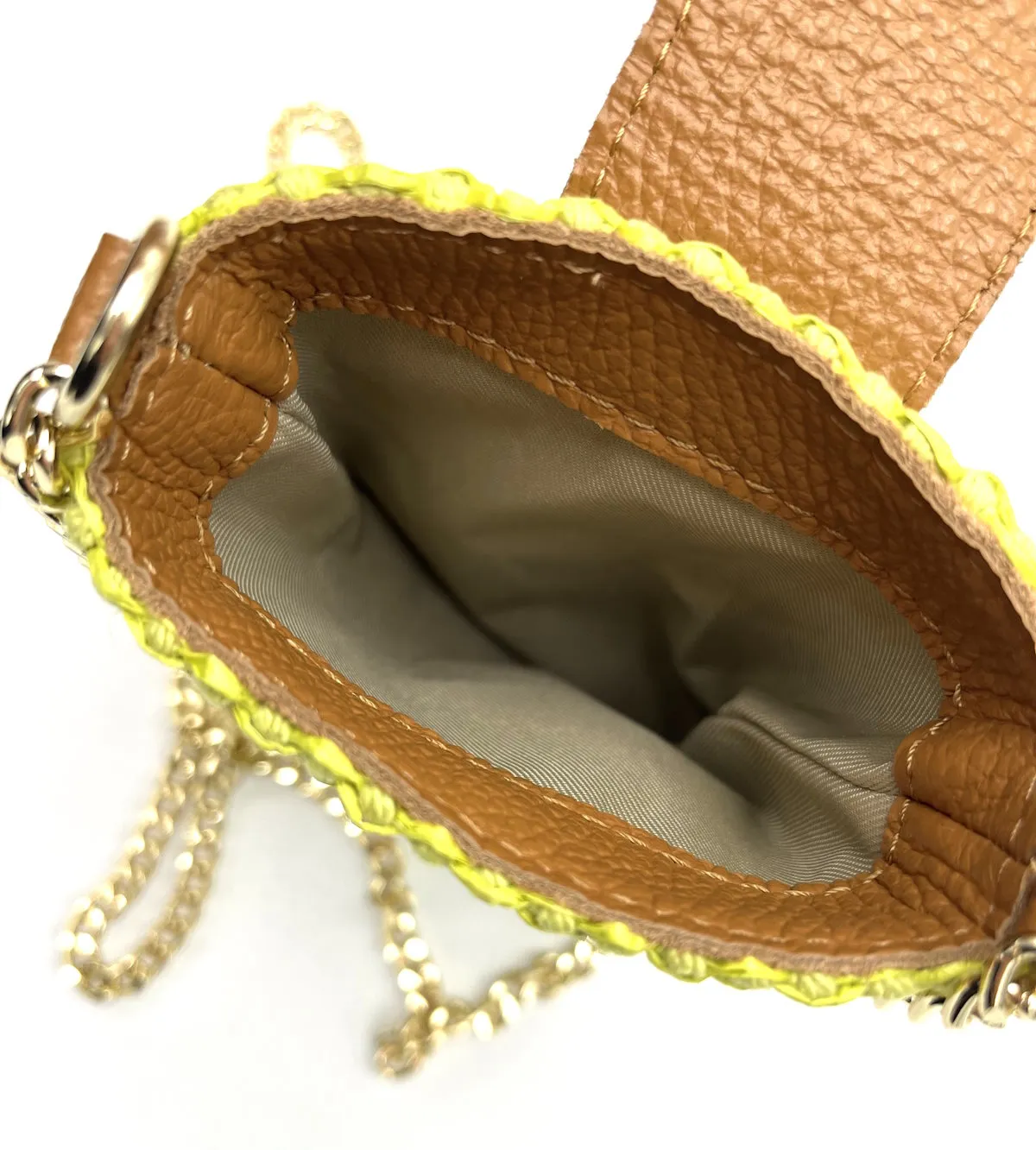 Genuine leather and straw phone bag, art. 112468