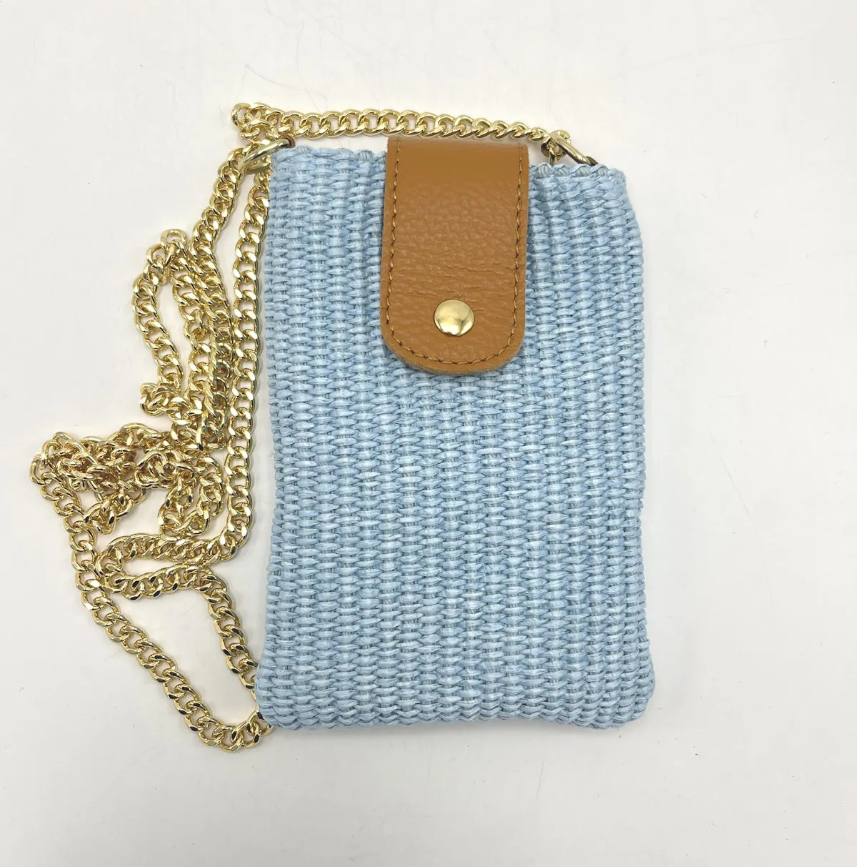 Genuine leather and straw phone bag, art. 112468