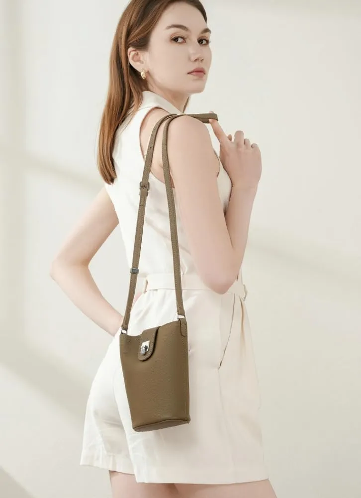 Genuine Leather Bucket Handbags for Women 2025 Small Crossbody Bags for Women Cell Phone Purse Shoulder Bag for Travel Daily