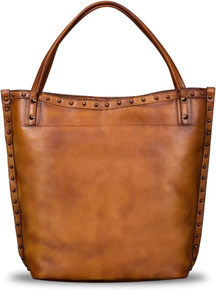 Genuine Leather Large Shoulder Bag Tote Bag for Women Vintage Real Leather Purses and Handbags Satchel Crossbody Bag