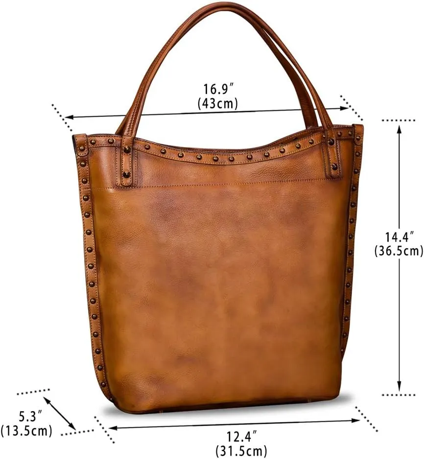 Genuine Leather Large Shoulder Bag Tote Bag for Women Vintage Real Leather Purses and Handbags Satchel Crossbody Bag