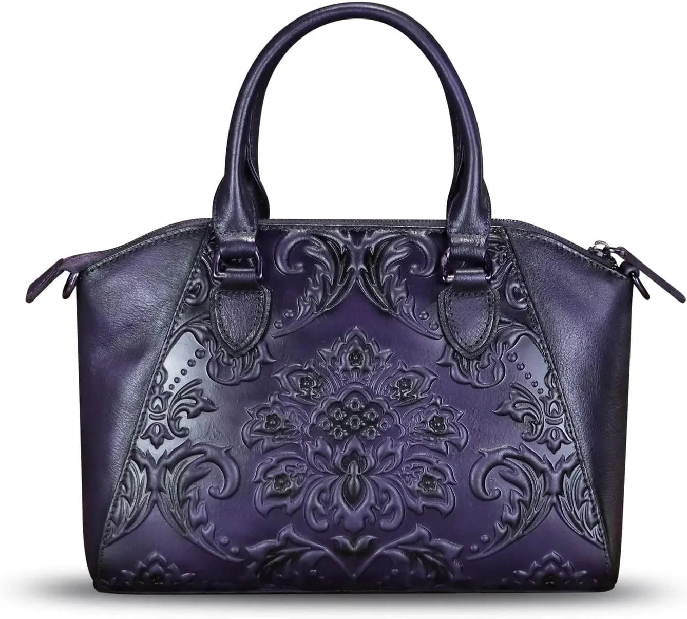 Genuine Leather Purses and Handbags for Women Vintage Embossed Leather Satchel Bags Crossbody Shoulder Bag Strap