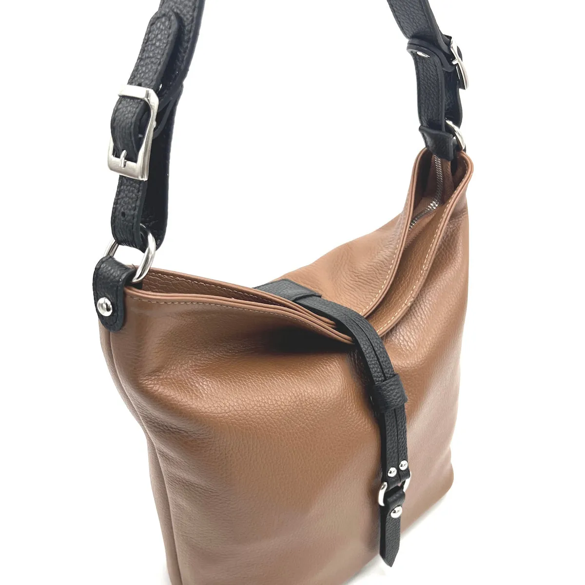 Genuine leather shoulder bag, Made in Italy, art. 112596