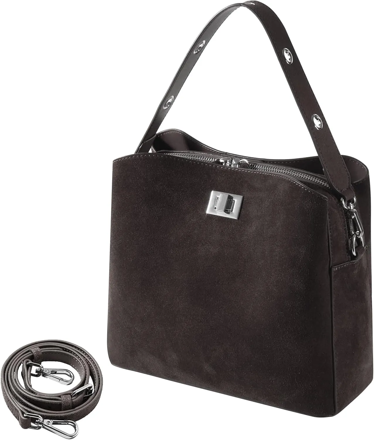 Genuine Leather Suede Bags for Women, Vintage Suede Handbag Purse Suede Hobo Bag Slouchy Bag