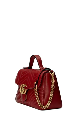 GG Marmont Small Top Handle Bag Hibiscus Red