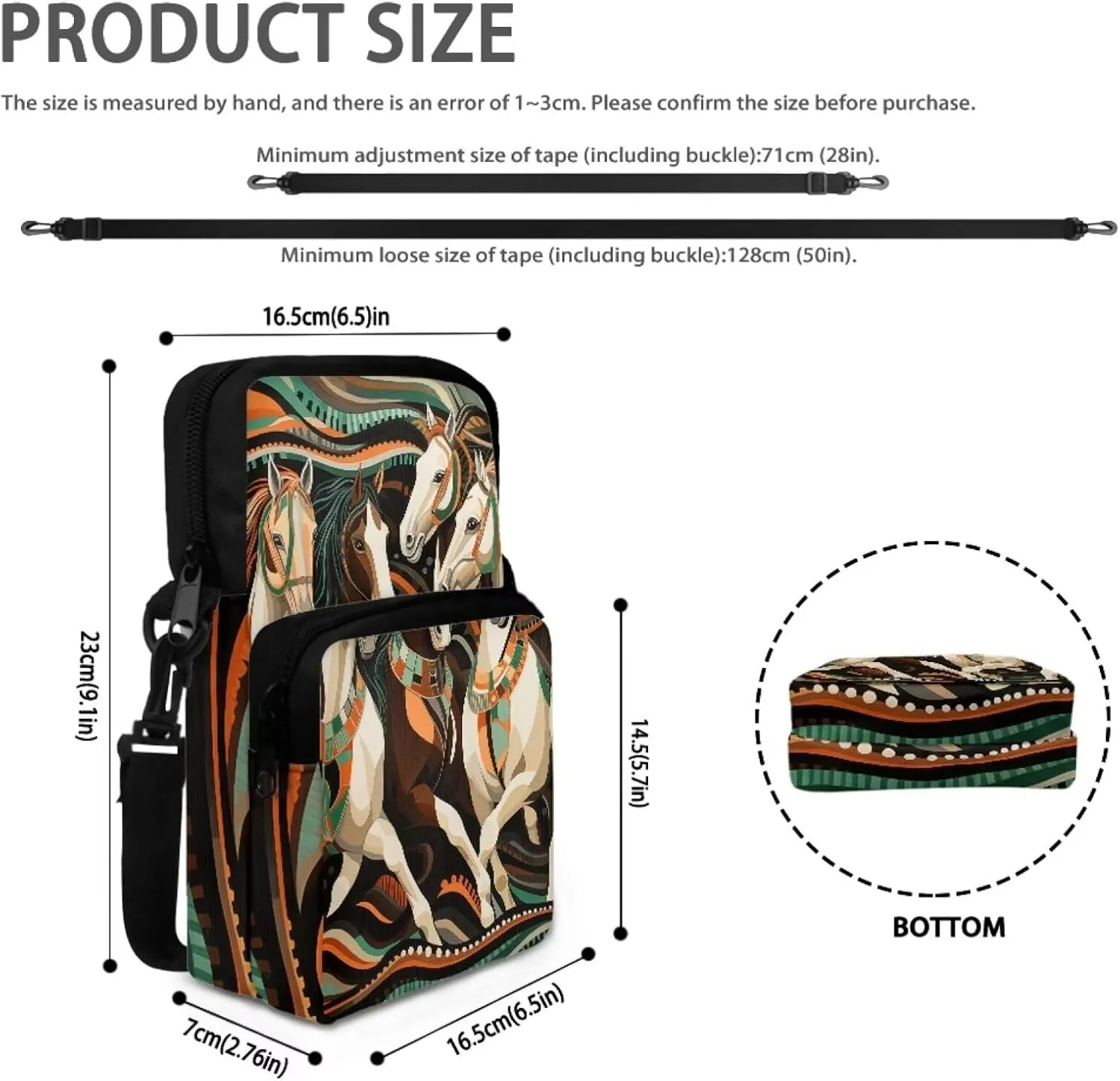 Girls Crossbody Shoulder Bag with Zipper, 2 Layer Messenger Bags for Women Men
