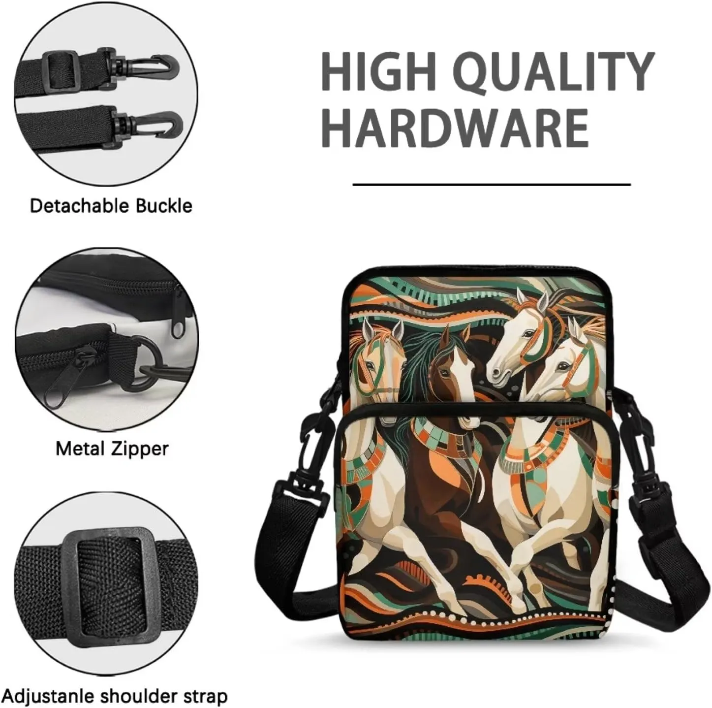 Girls Crossbody Shoulder Bag with Zipper, 2 Layer Messenger Bags for Women Men