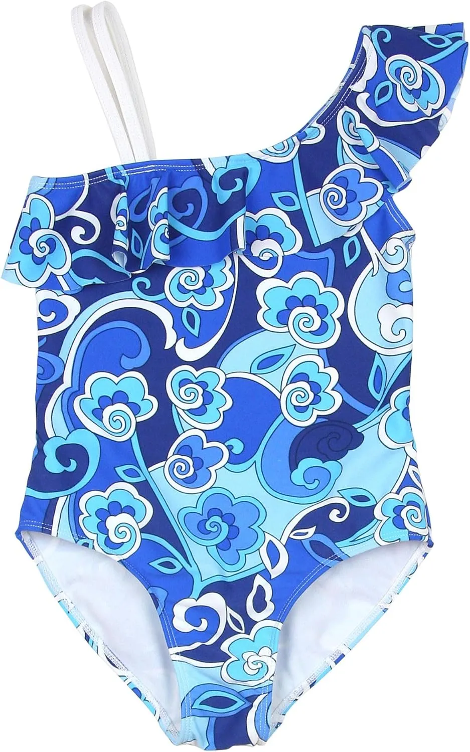 Girls' One-Shoulder Swim Tank Ball Blues, Sizes 7-16