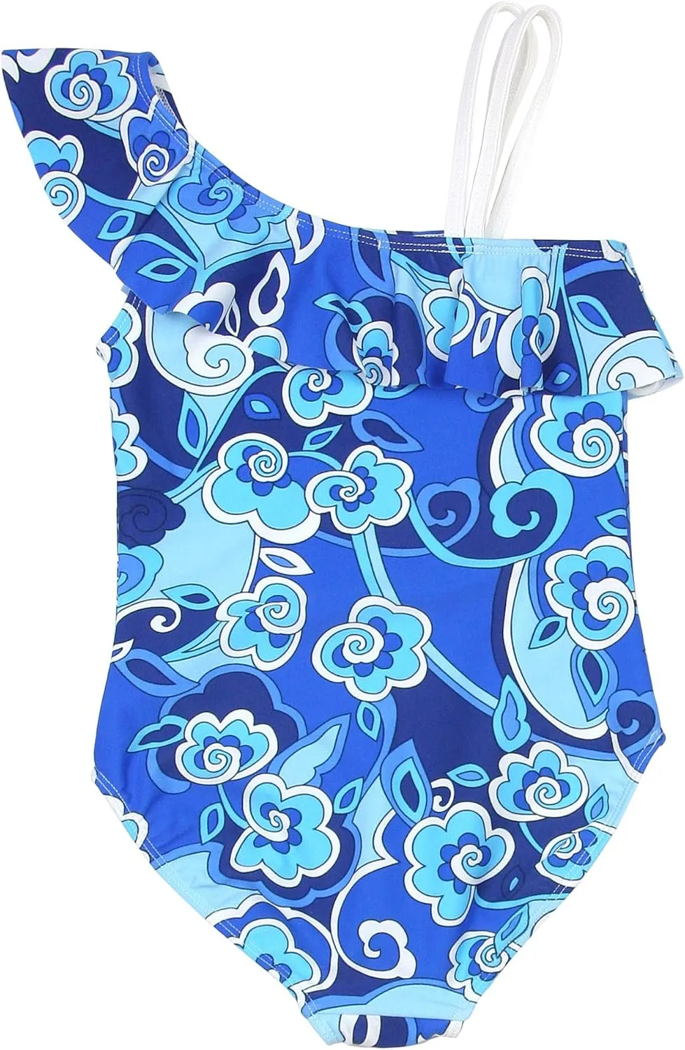 Girls' One-Shoulder Swim Tank Ball Blues, Sizes 7-16