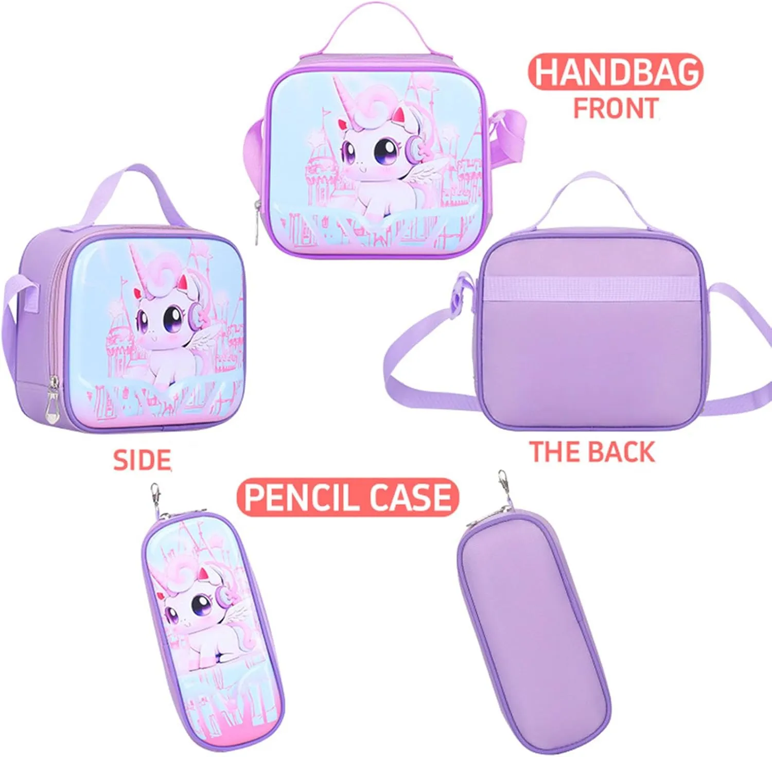 GLOOMALL Cute Rolling Backpack Three-piece Set with Lunch Bag School Girls Boys, Lightweight Trolley Travel Bag with 6 Wheels Classic Roller Luggage (Blue astronaut)