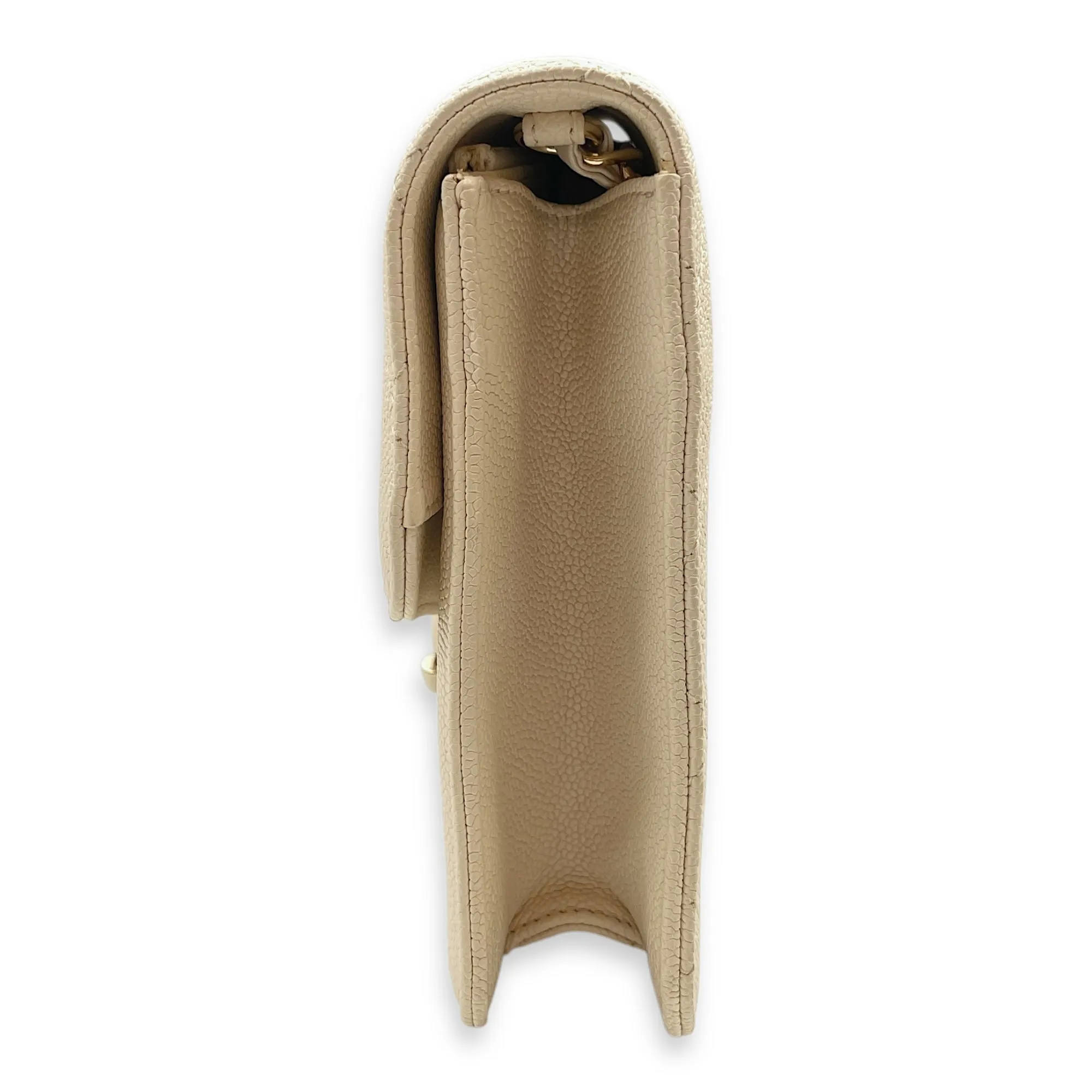 Gold Leather, hardware Last-minute sale Bag Thread in Gold Top-tier Caviar Shoulder Around