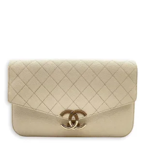Gold Leather, hardware Last-minute sale Bag Thread in Gold Top-tier Caviar Shoulder Around