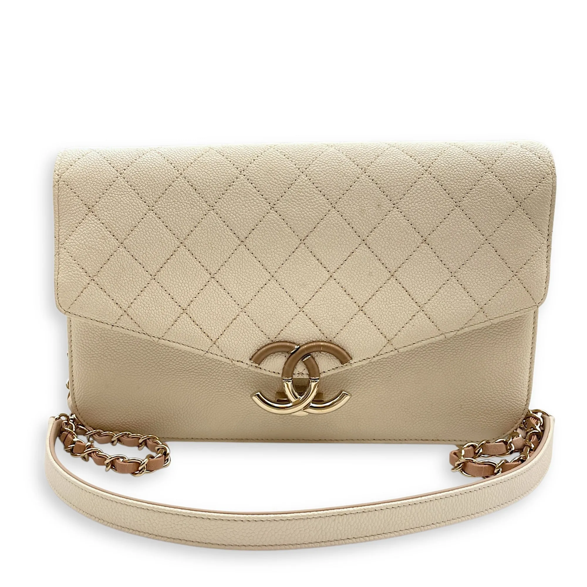 Gold Leather, hardware Last-minute sale Bag Thread in Gold Top-tier Caviar Shoulder Around