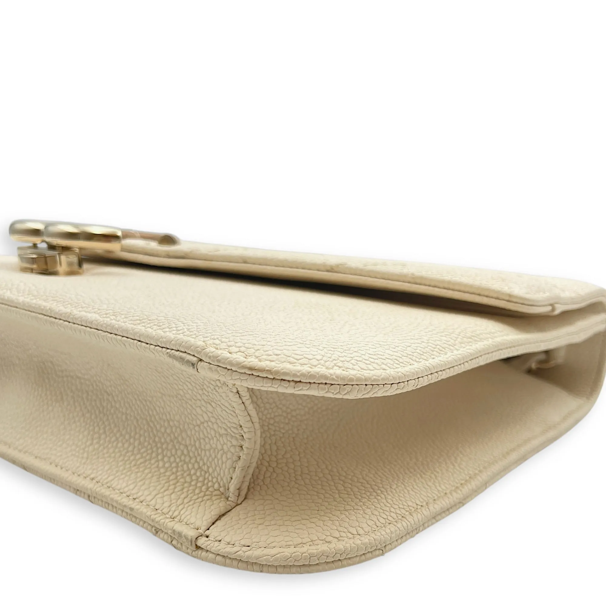 Gold Leather, hardware Last-minute sale Bag Thread in Gold Top-tier Caviar Shoulder Around