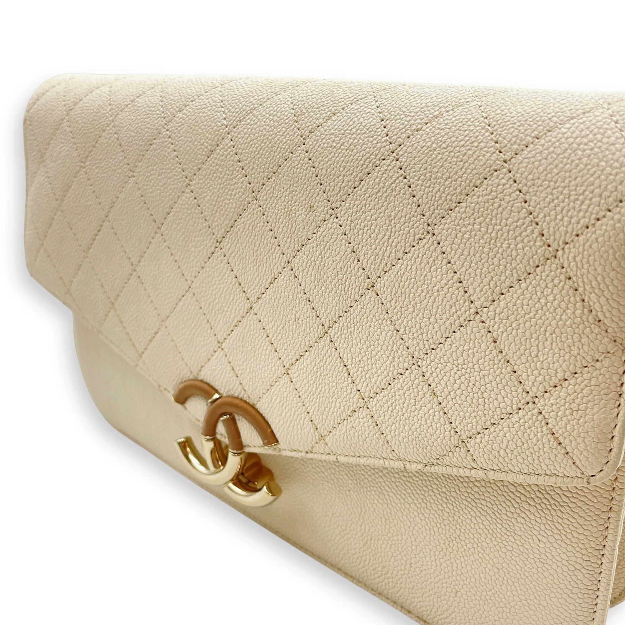 Gold Leather, hardware Last-minute sale Bag Thread in Gold Top-tier Caviar Shoulder Around
