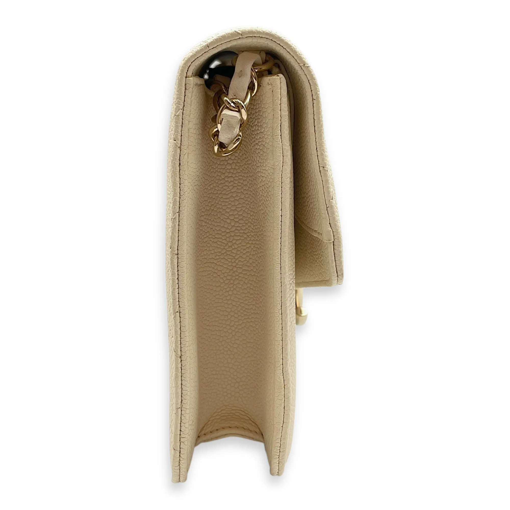 Gold Leather, hardware Last-minute sale Bag Thread in Gold Top-tier Caviar Shoulder Around
