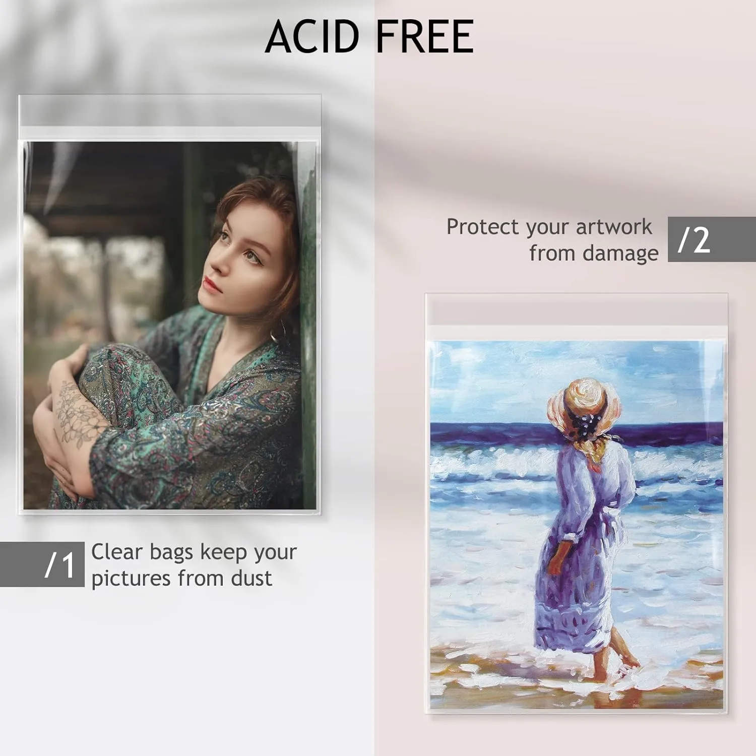 Golden State Art, 50 Pack Clear Bags for 18x24 Mats, Pictures, Acid-Free, 18 7/16" x 24 3/16"