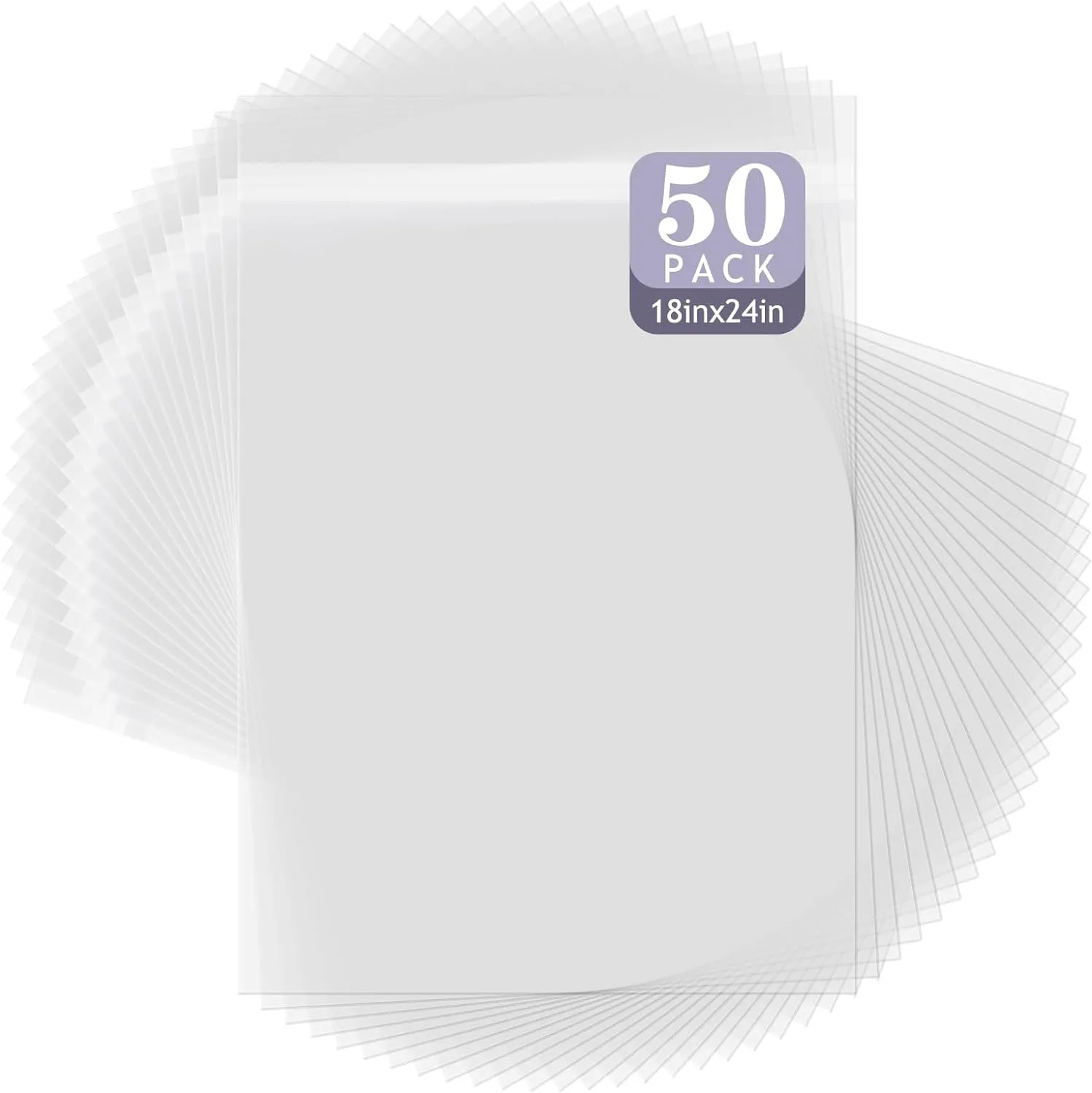 Golden State Art, 50 Pack Clear Bags for 18x24 Mats, Pictures, Acid-Free, 18 7/16" x 24 3/16"