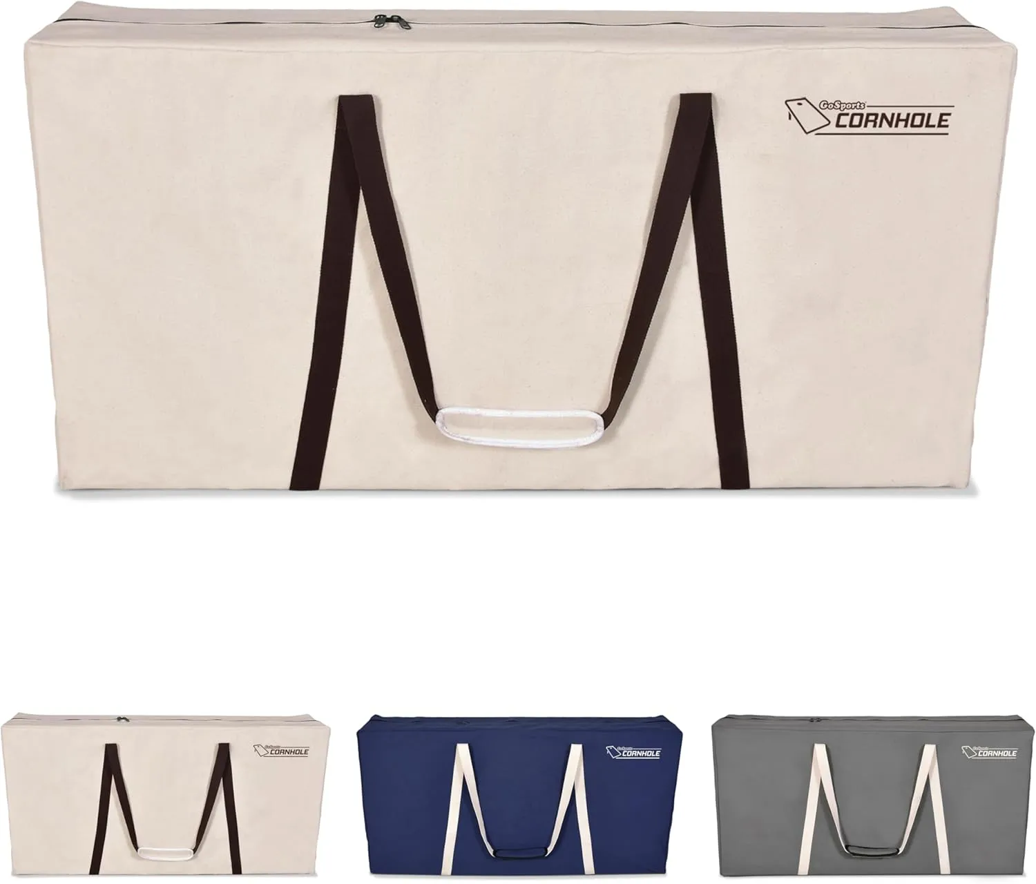 GoSports 4 x 2 ft Canvas Cornhole Carrying Case - Choose Navy Blue, Gray, or Natural - PRO Grade