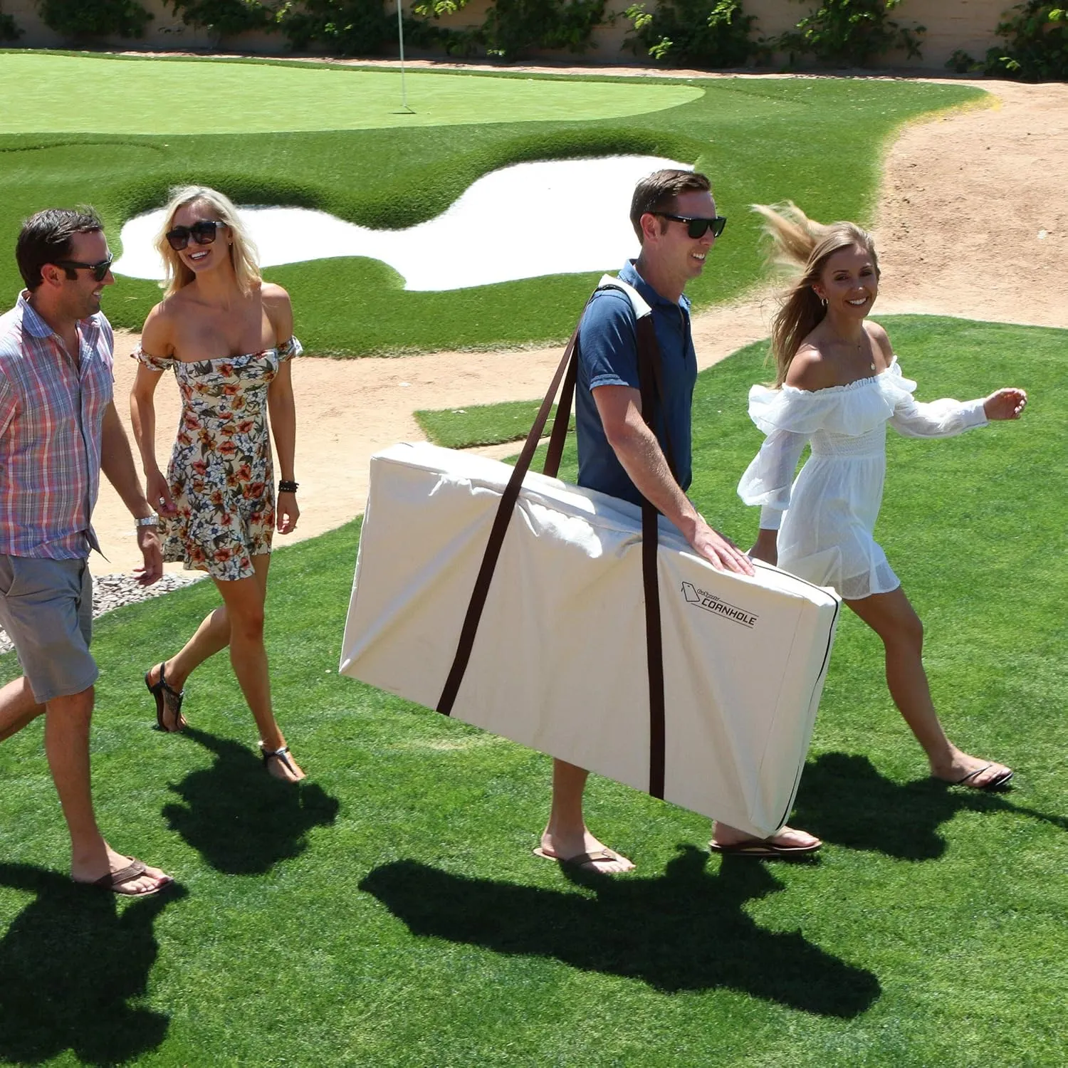 GoSports 4 x 2 ft Canvas Cornhole Carrying Case - Choose Navy Blue, Gray, or Natural - PRO Grade