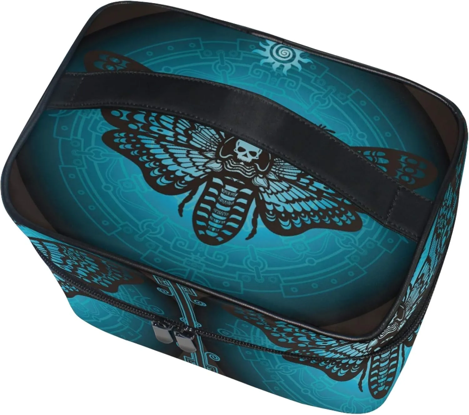 Goth Skull Makeup Bag, Gothic Sugar Skull Butterfly Makeup Organizer Travel Cosmetics Bag Train Cases Toiletry Bag for Teen Girl Women Ladies