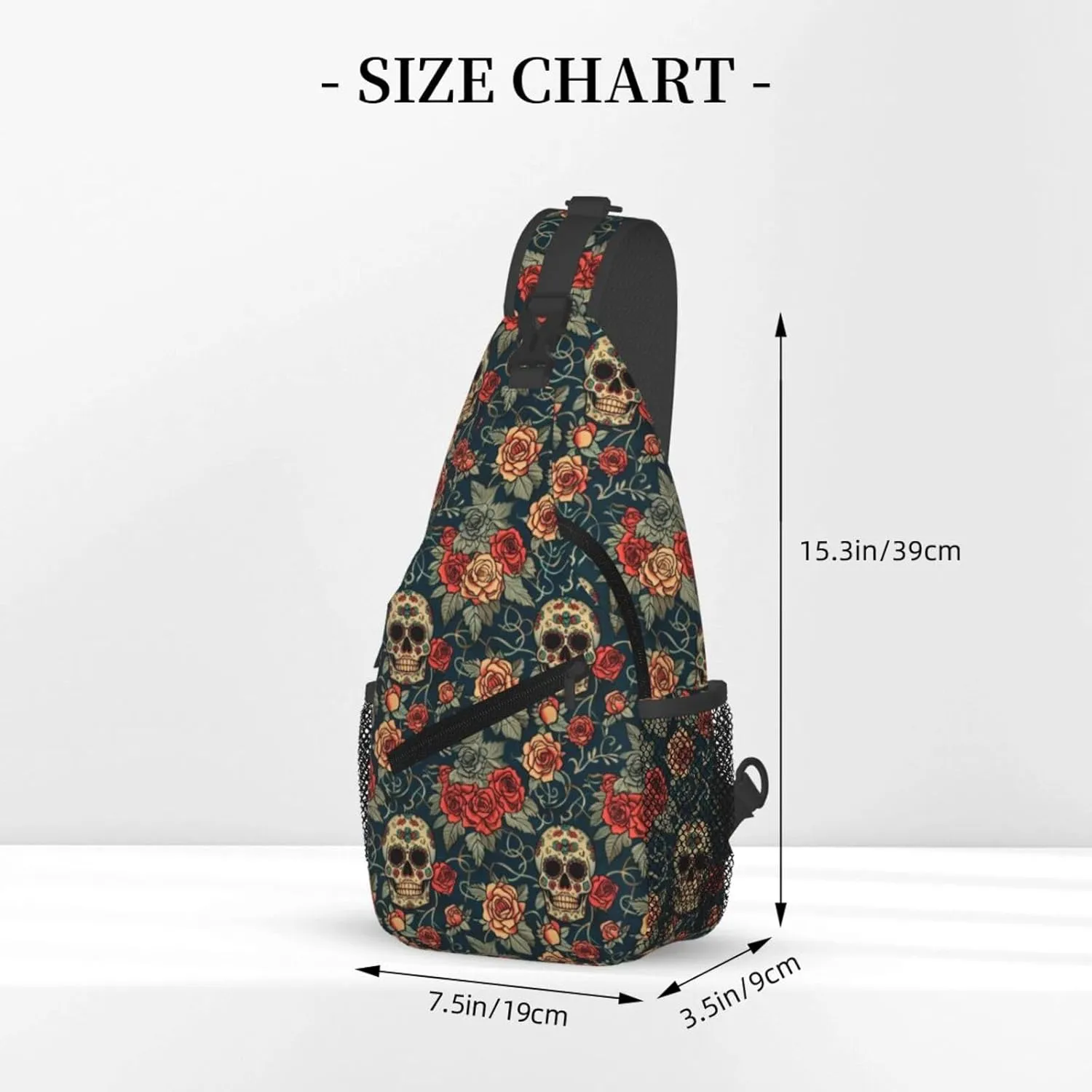 Gothic Rose Skull-1 Sling Backpack Hiking Backpack Crossbody Bag Sports Lightweight And Durable Chest Bag Shoulder Bag For Women Men