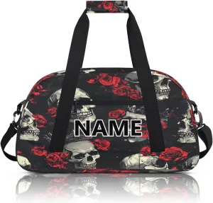 Gothic Sugar Skull Mini Gym Bag 18 inch for Women Men Waterproof Custom Skull Travel Duffel Bag Carry On Overnight Tote Nurse Bag for Work Fitness Hiking